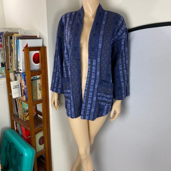 AE M Patterned Open Front Cardigan Top Pockets - Picture 11 of 12